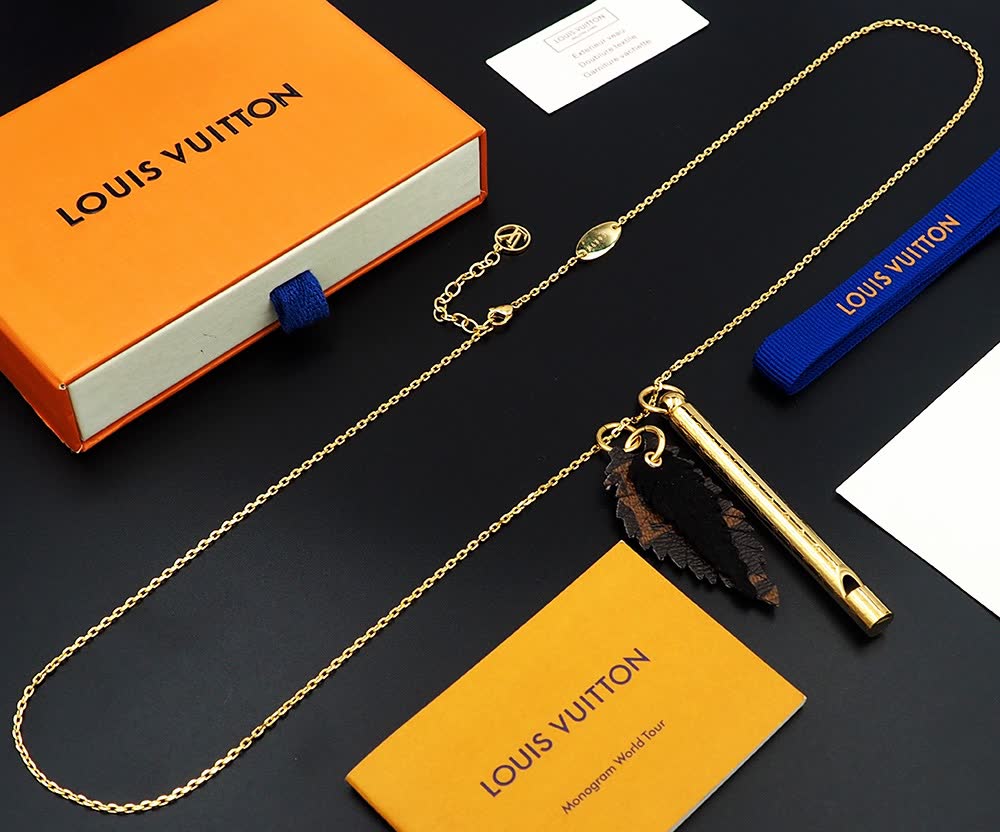 Louis Vuitton Monogram World Tour Gold Plated Necklace